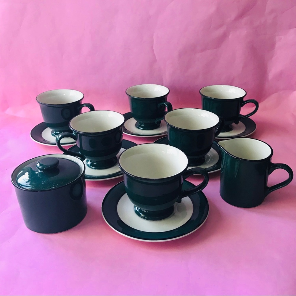Vintage green/cream Gibson porcelain coffee set